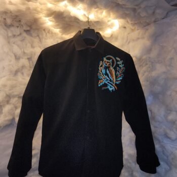 Owl Embroidery Premium Black Shirt